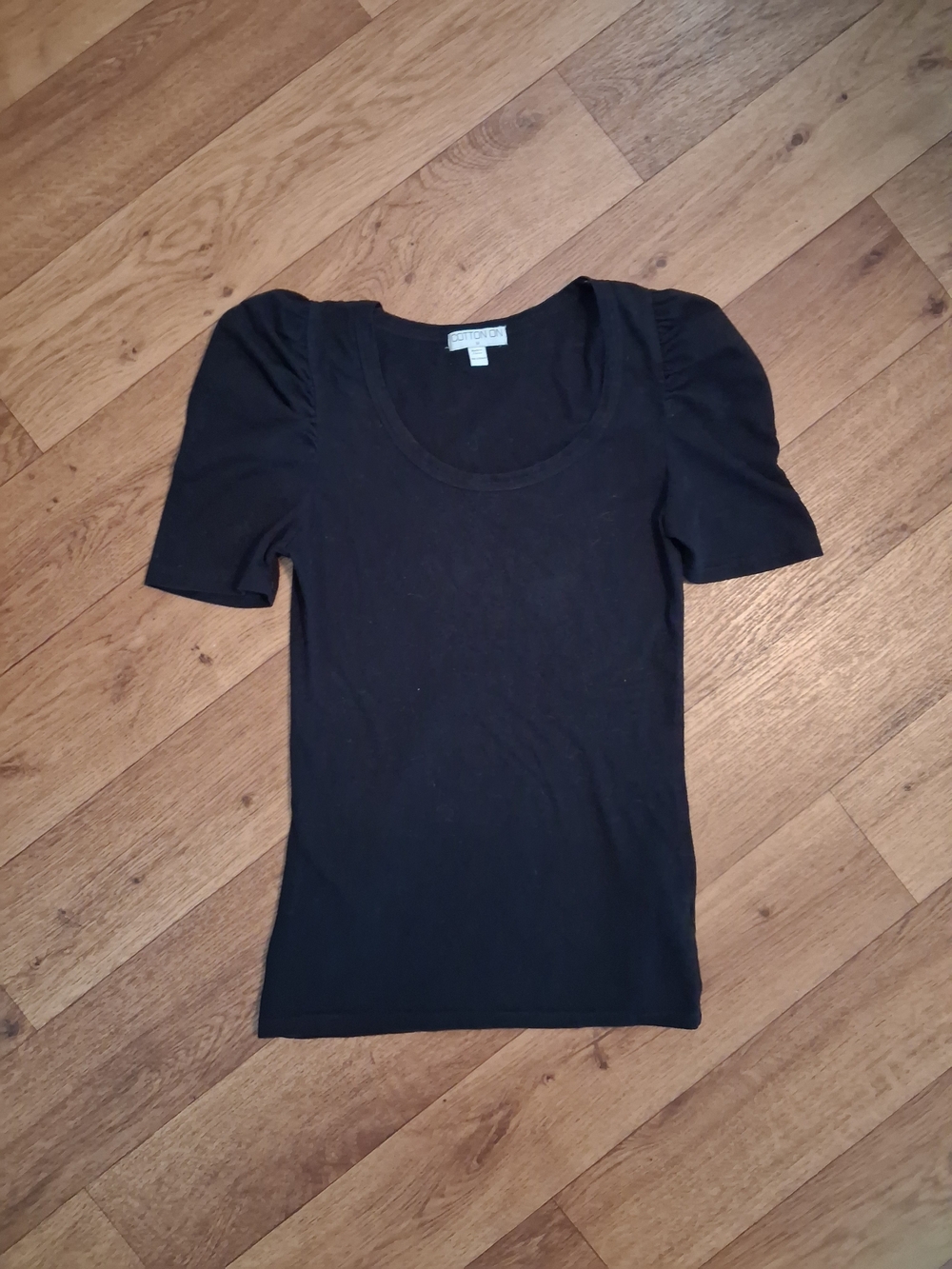 Cotton On Black Scoop Neck Puff Sleeve Tee